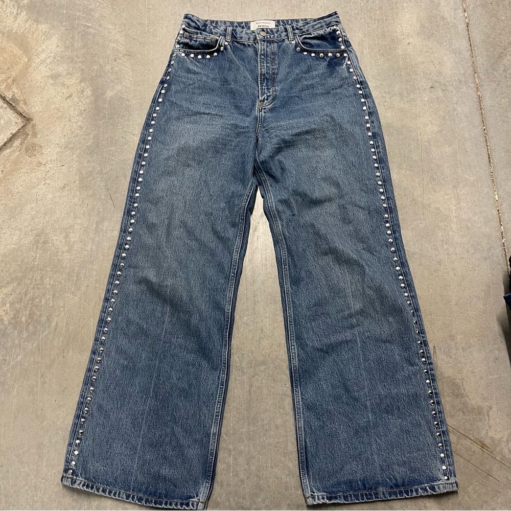 Reformation Cary Studded Wide-Leg Jeans - Picture 2 of 11